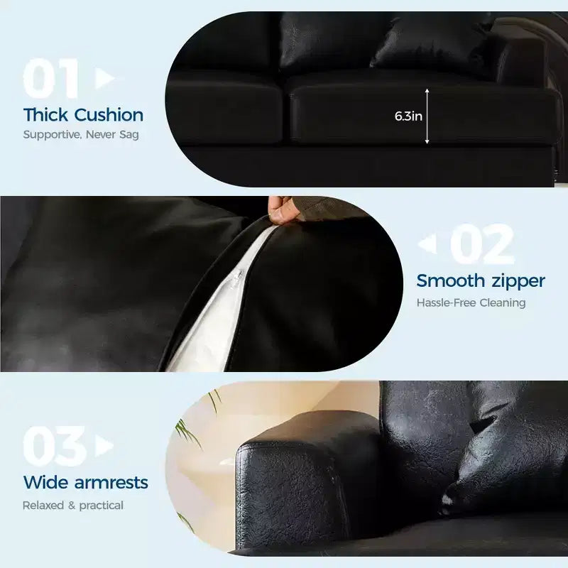 86 Modern Deep Seat Sofa, Comfy Upholstered Couch with 2 Throw Pillows and Removable Covers for Living Room, Apartment & Small Spaces