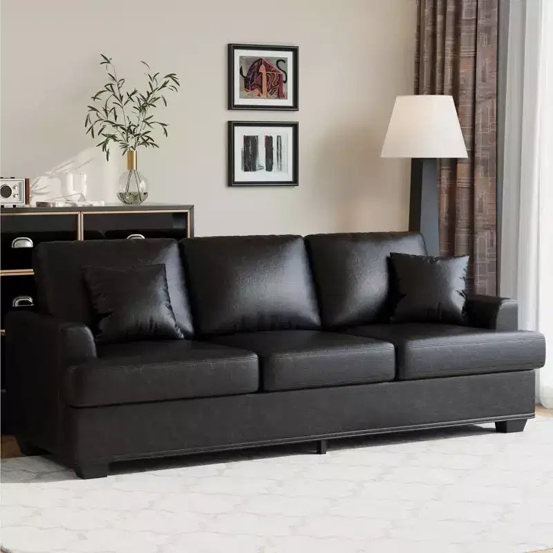 86 Modern Deep Seat Sofa, Comfy Upholstered Couch with 2 Throw Pillows and Removable Covers for Living Room, Apartment & Small Spaces