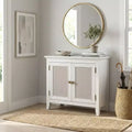 FurnitureR Farmhouse Storage Cabinet with Rattan Doors, Accent Buffet Sideboard with Adjustable Storage Shelf for Entryway, Living Room or Dining Room