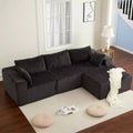 108 Modular Sectional Sofa  Cloud-Like Corduroy L-Shaped Couch with Movable Ottoman, No Assembly, 1200 lbs Capacity - Gray