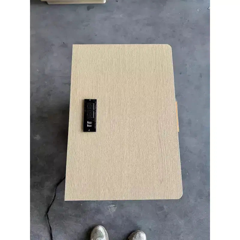 Nightstand with 3 Drawers, Light Wood Bedside Table with Charging Station.
