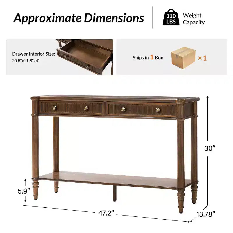 avinien 47.2 W Console Table|HULALA HOME-WALNUT