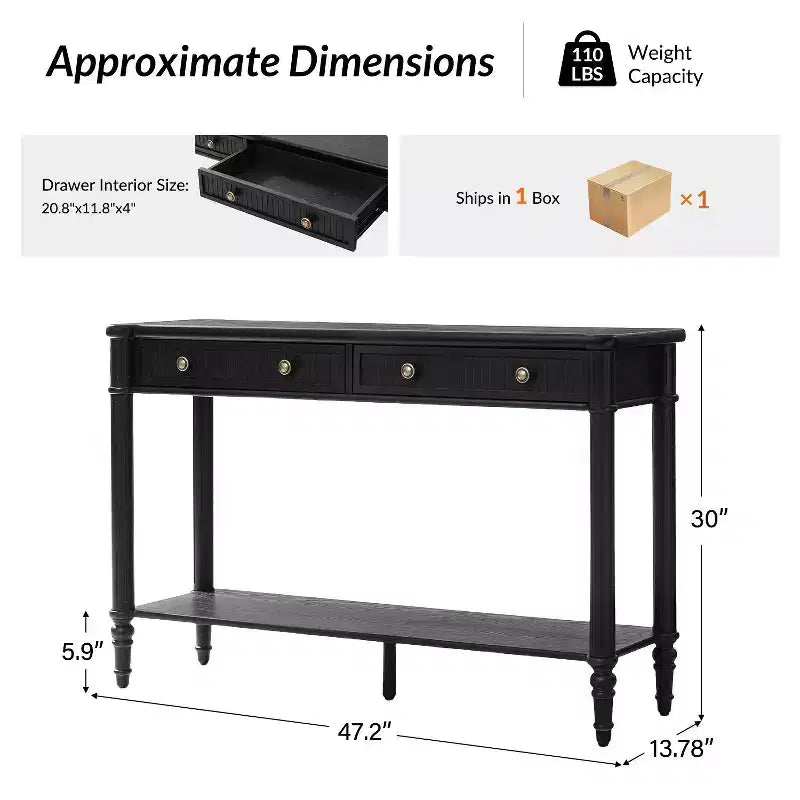 avinien 47.2 W Console Table|HULALA HOME-WALNUT