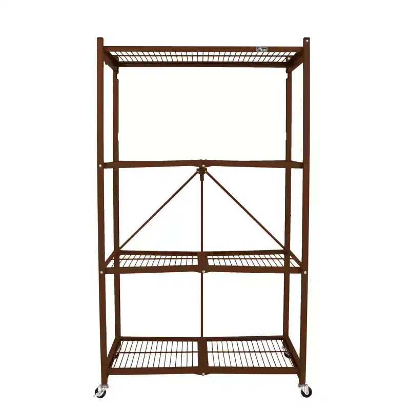 Origami 4 Tier Multipurpose Folding Storage Unit Rolling Organization Rack Bundled with Set of 4 Magnetic Wire Shelf Waterproof Liners, Gray