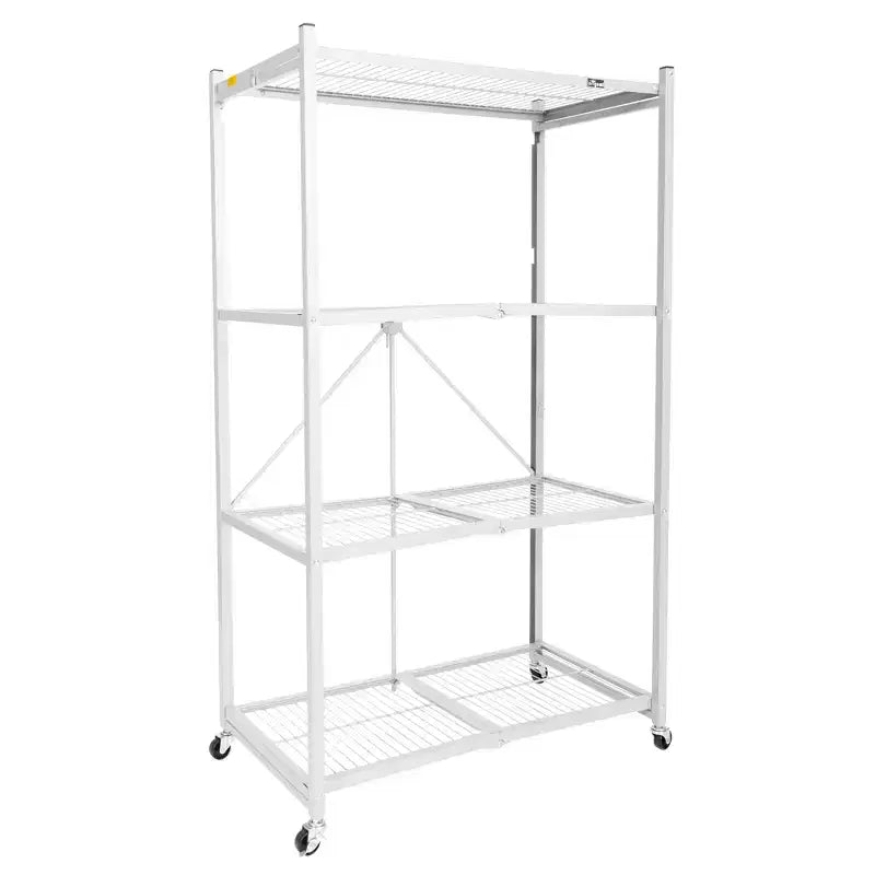 Origami 4 Tier Multipurpose Folding Storage Unit Rolling Organization Rack Bundled with Set of 4 Magnetic Wire Shelf Waterproof Liners, Gray