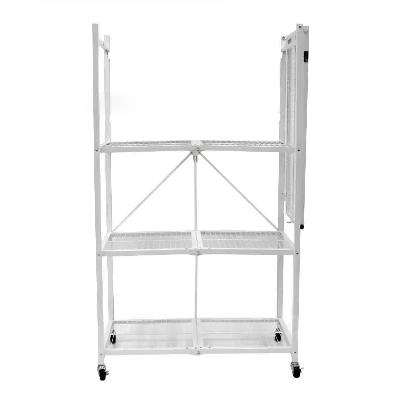 Origami 4 Tier Multipurpose Folding Storage Unit Rolling Organization Rack Bundled with Set of 4 Magnetic Wire Shelf Waterproof Liners, Gray