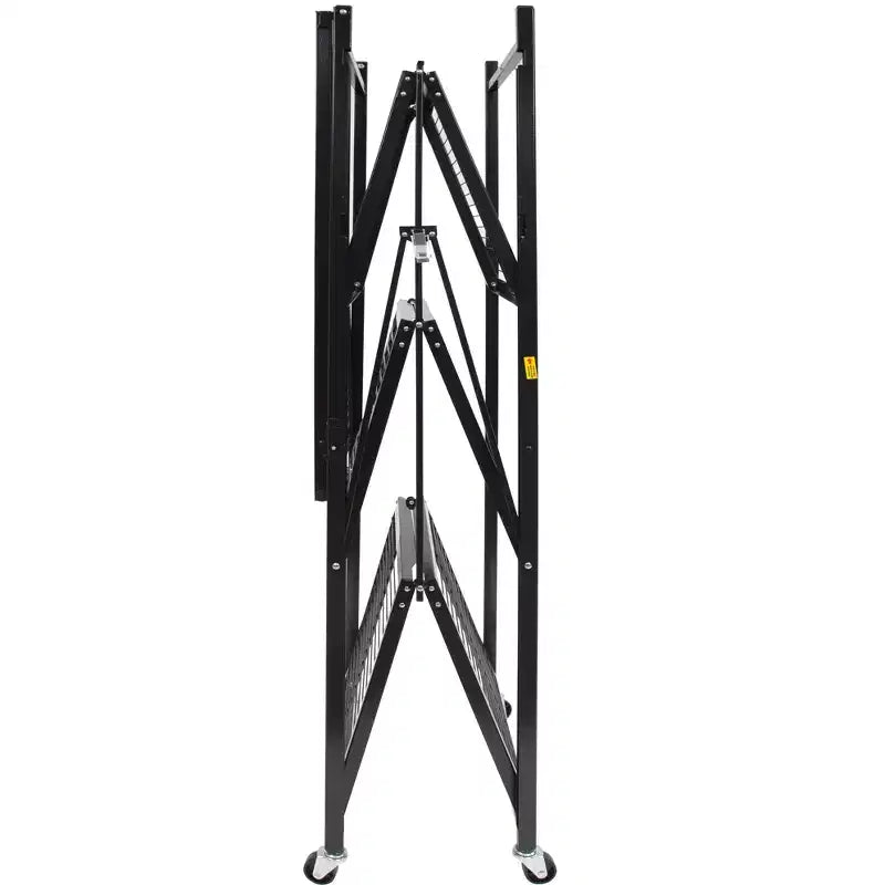 Origami 4 Tier Multipurpose Folding Storage Unit Rolling Organization Rack Bundled with Set of 4 Magnetic Wire Shelf Waterproof Liners, Gray