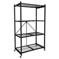Origami 4 Tier Multipurpose Folding Storage Unit Rolling Organization Rack Bundled with Set of 4 Magnetic Wire Shelf Waterproof Liners, Gray