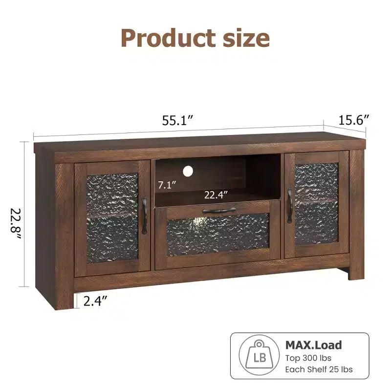 65 Inch Farmhouse TV Stand with Acrylic Doors - Entertainment Center w/ Adjustable Shelves, Media Console for Living Room & Bedroom Storage