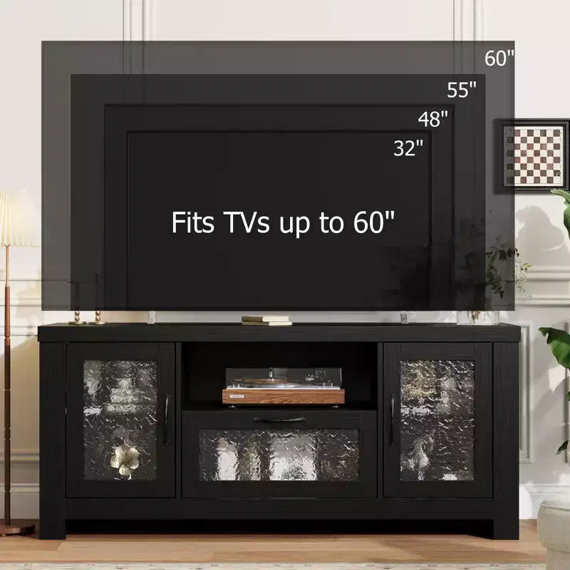 65 Inch Farmhouse TV Stand with Acrylic Doors - Entertainment Center w/ Adjustable Shelves, Media Console for Living Room & Bedroom Storage