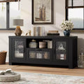 65 Inch Farmhouse TV Stand with Acrylic Doors - Entertainment Center w/ Adjustable Shelves, Media Console for Living Room & Bedroom Storage