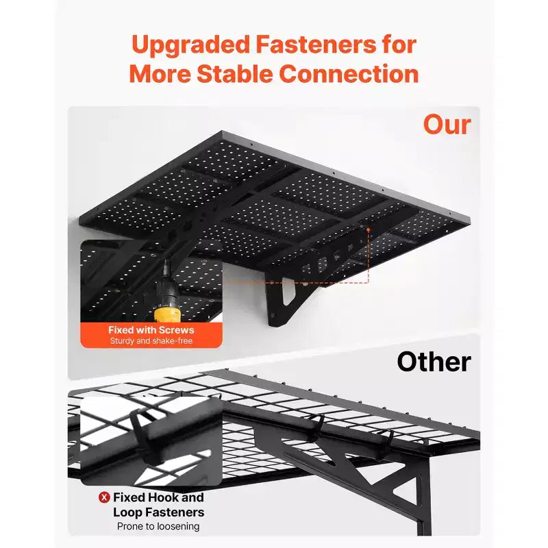 VEVOR 2-Tier Wall Garage Shelving, 2 x 3 ft Steel Wall Mounted Shelving Unit, 12 x 72 Inch Per Shelf, 560 lbs Total Weight Capacity, Black
