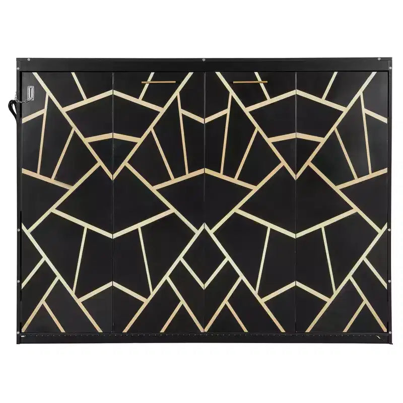 GDFStudio Reed Modern Side-Folding Murphy Bed with Trendy Printed Pattern, LED and USB