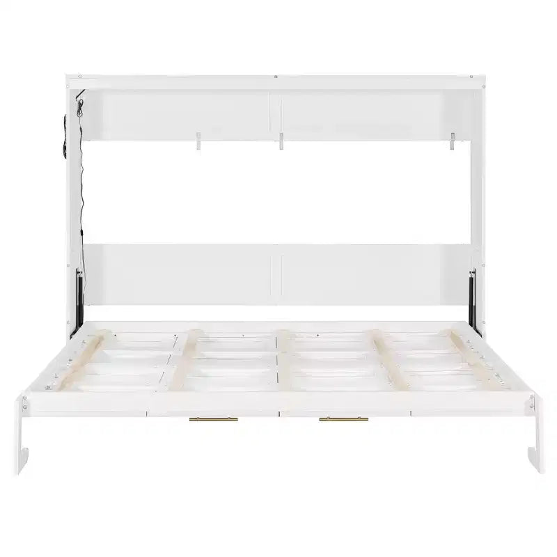 GDFStudio Reed Modern Side-Folding Murphy Bed with Trendy Printed Pattern, LED and USB