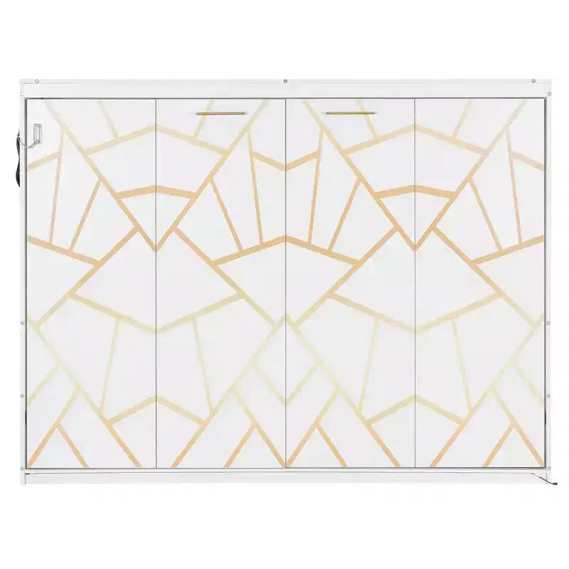 GDFStudio Reed Modern Side-Folding Murphy Bed with Trendy Printed Pattern, LED and USB