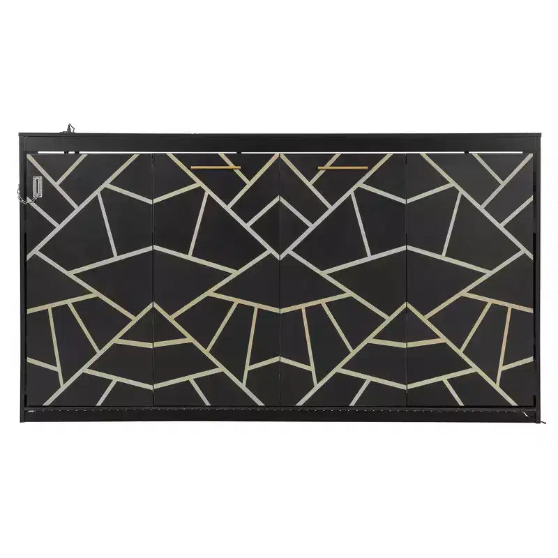 GDFStudio Reed Modern Side-Folding Murphy Bed with Trendy Printed Pattern, LED and USB