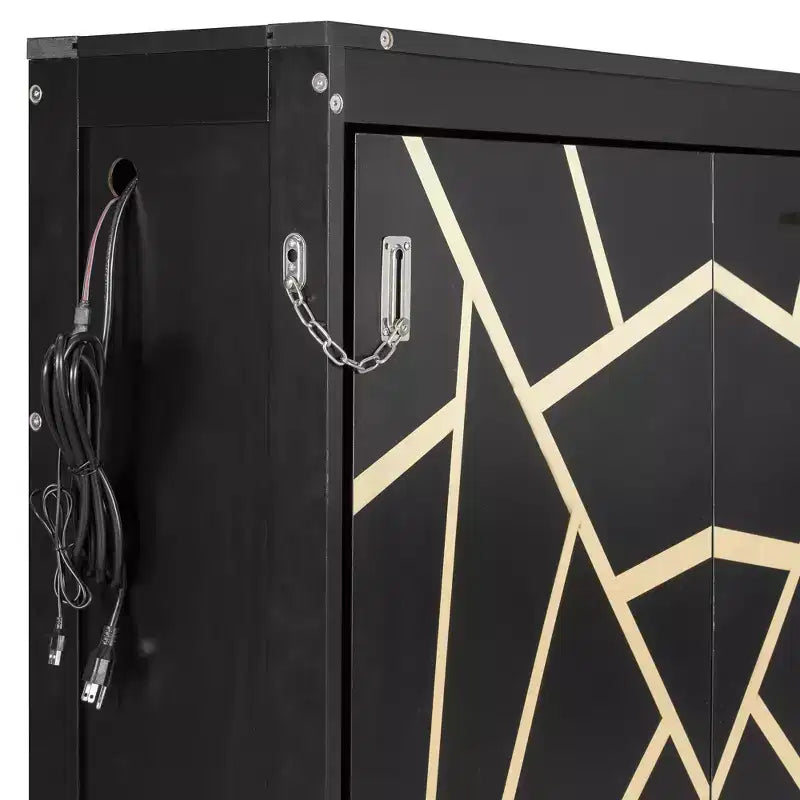 GDFStudio Reed Modern Side-Folding Murphy Bed with Trendy Printed Pattern, LED and USB