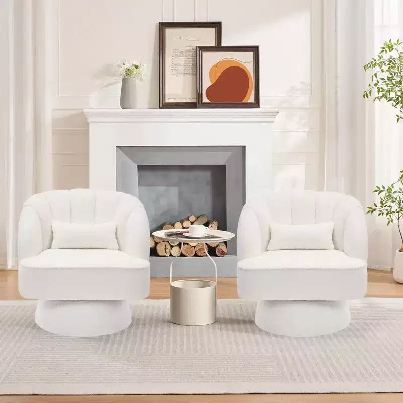 Modern 360 Swivel Barrel Accent Chair,Rotating Round Lounge Armchair with Striped Backrest & Soft Padding, Cozy Club Chair for Living Room, Bedroom
