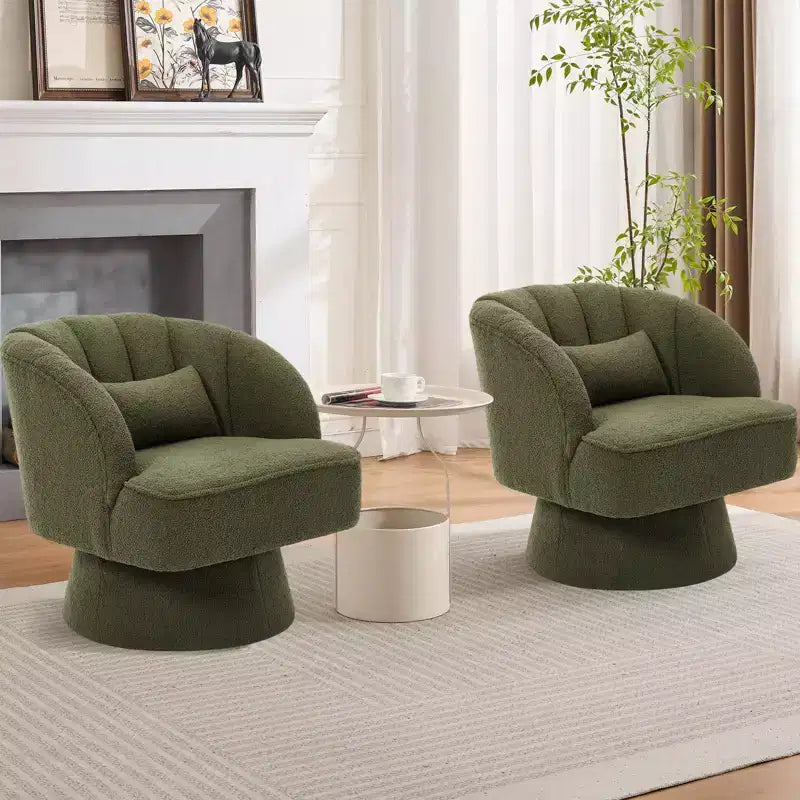 Modern 360 Swivel Barrel Accent Chair,Rotating Round Lounge Armchair with Striped Backrest & Soft Padding, Cozy Club Chair for Living Room, Bedroom