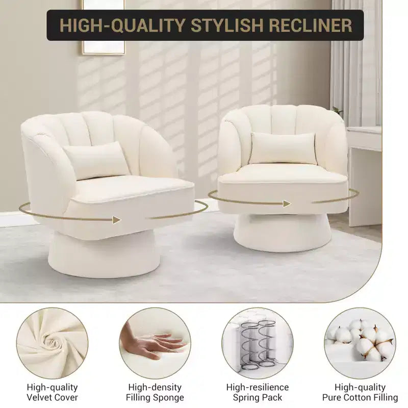 Modern 360 Swivel Barrel Accent Chair,Rotating Round Lounge Armchair with Striped Backrest & Soft Padding, Cozy Club Chair for Living Room, Bedroom