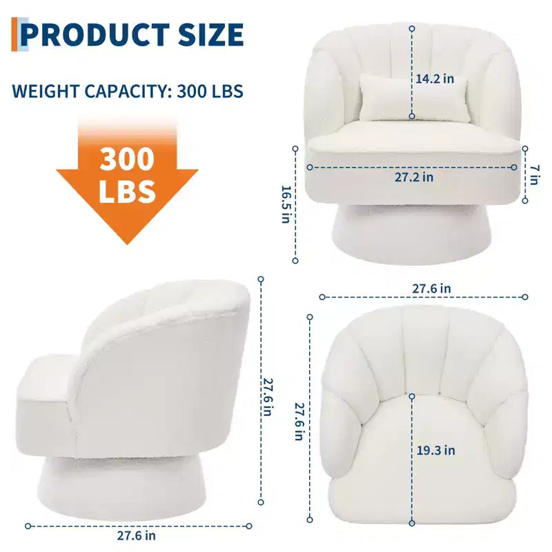 Modern 360 Swivel Barrel Accent Chair,Rotating Round Lounge Armchair with Striped Backrest & Soft Padding, Cozy Club Chair for Living Room, Bedroom
