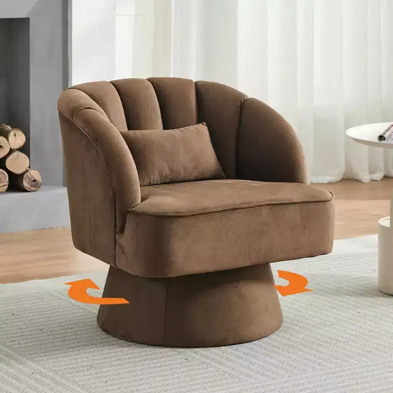 Fauteuil pivotant moderne à 360°, fauteuil de salon rond rotatif avec dossier rayé et rembourrage doux, fauteuil club confortable pour salon, chambre à coucher