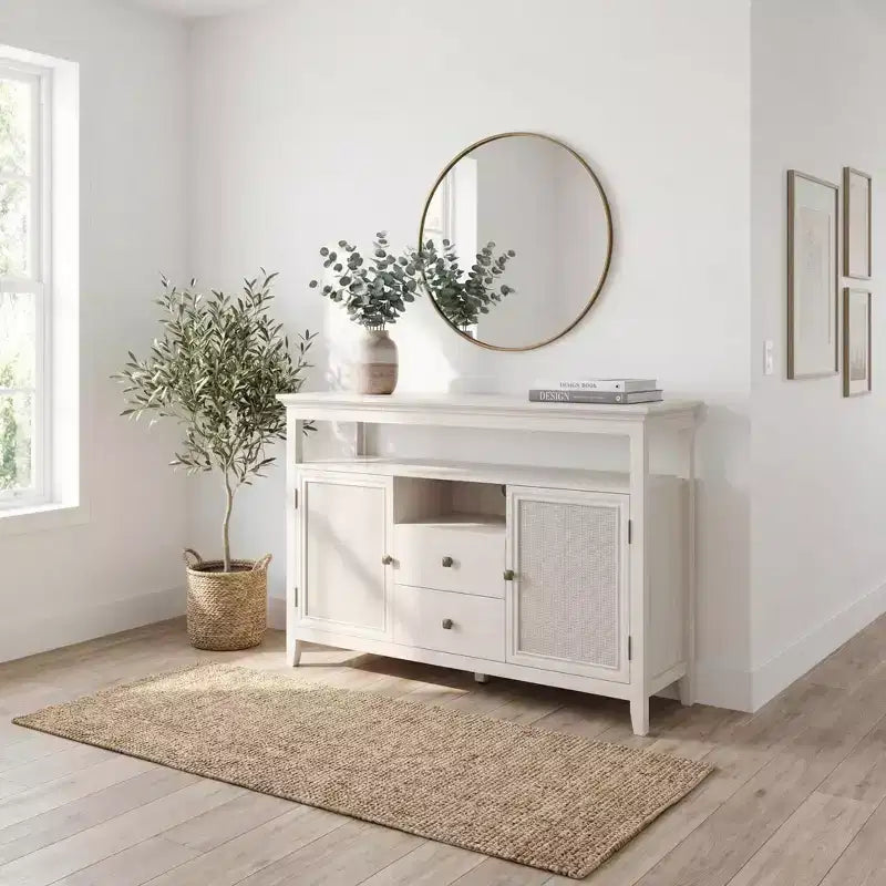 FurnitureR 53 Modern MDF TV Stand with Storage, Sideboard Cabinet with 2 Doors and Drawers, Media Console Table for Living Room, Dining Room,Entryway