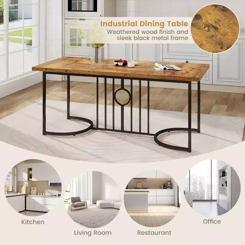 Costway 71 Large Dining Table for 6-8 People Rectangular Kitchen Table Dinette Table