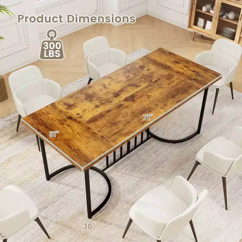Costway 71 Large Dining Table for 6-8 People Rectangular Kitchen Table Dinette Table