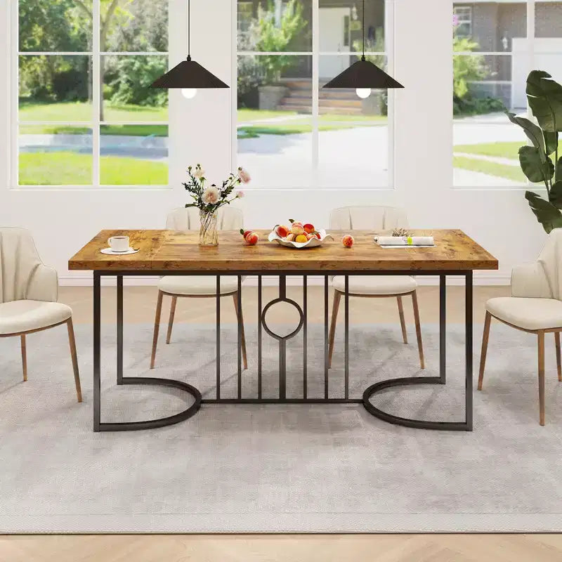 Costway 71 Large Dining Table for 6-8 People Rectangular Kitchen Table Dinette Table