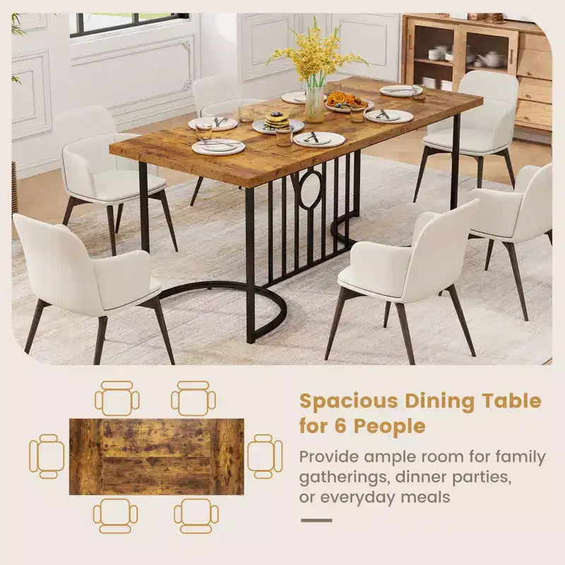 Costway 71 Large Dining Table for 6-8 People Rectangular Kitchen Table Dinette Table
