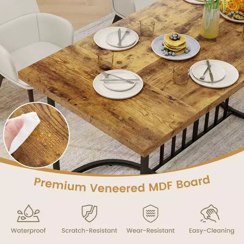 Costway 71 Large Dining Table for 6-8 People Rectangular Kitchen Table Dinette Table