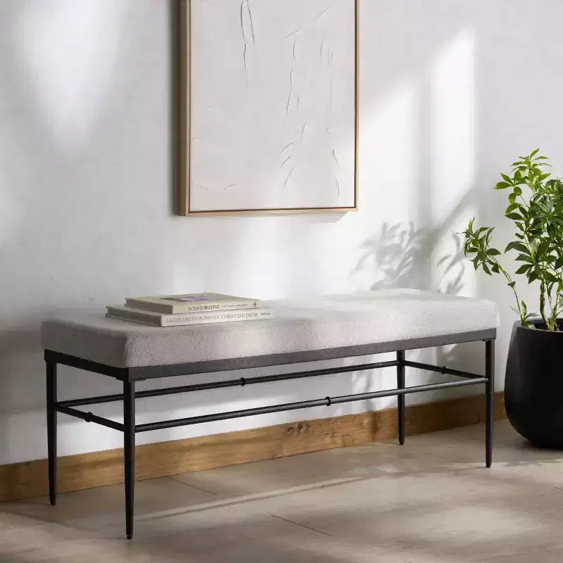Theabella Linen & Metal Bench - SFV2190 - Safavieh Couture