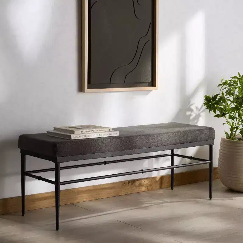 Theabella Linen & Metal Bench - SFV2190 - Safavieh Couture