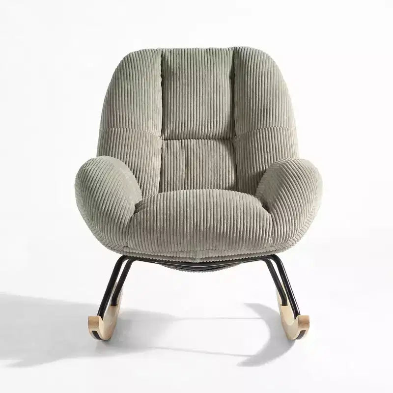 Homy Casa Corduroy Rocking Accent Chair, Fabric Upholstered Rocking Chair, Rocking Armchair, Grey
