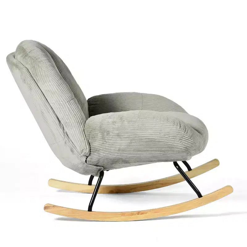 Homy Casa Corduroy Rocking Accent Chair, Fabric Upholstered Rocking Chair, Rocking Armchair, Grey