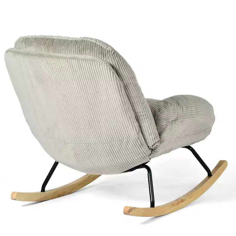 Homy Casa Corduroy Rocking Accent Chair, Fabric Upholstered Rocking Chair, Rocking Armchair, Grey