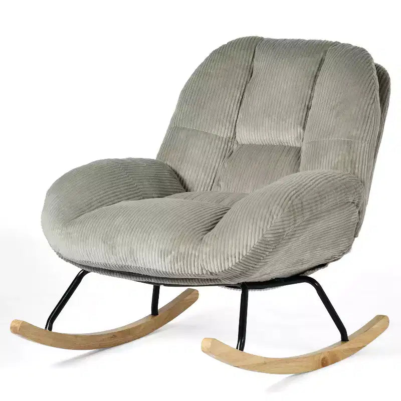 Homy Casa Corduroy Rocking Accent Chair, Fabric Upholstered Rocking Chair, Rocking Armchair, Grey