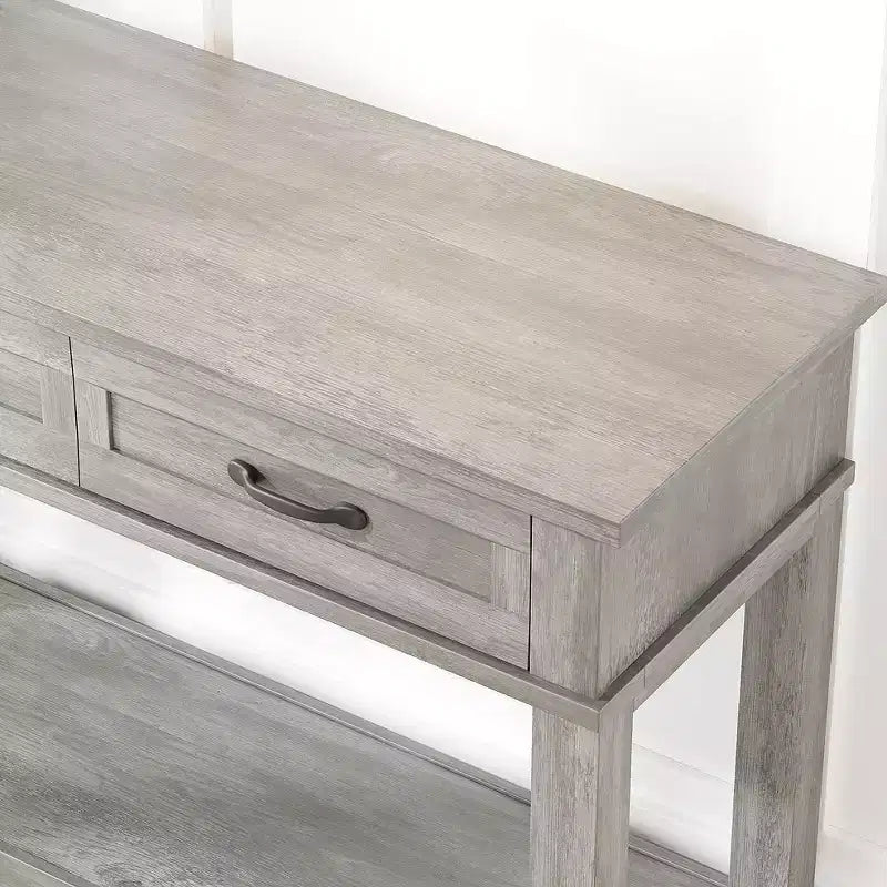 Farmhouse Console Table with 3 Drawers & Open Storage Shelf  2-Tier Wooden Sofa Table  Ideal for Entryway, Living Room, Hallway or Foyer