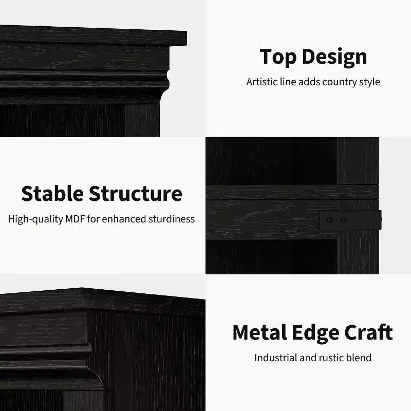 Acekool 5 Tier Farmhouse Bookcase Tall Wooden Open Shelf Bookcase for Living Room Home Office