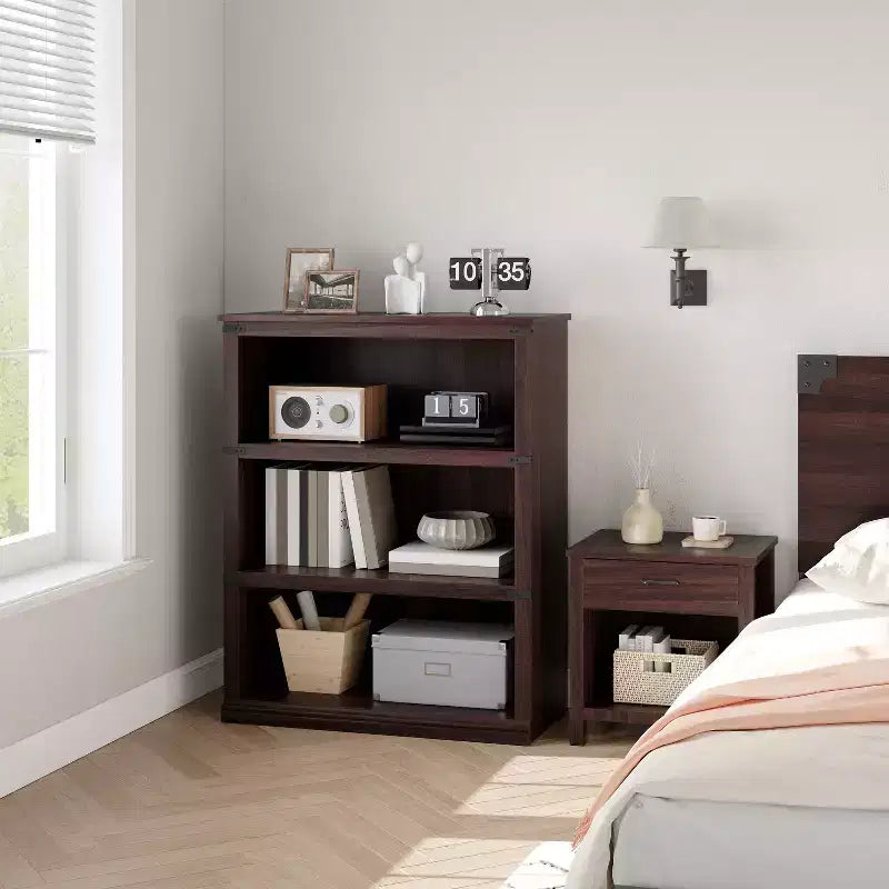 Acekool 5 Tier Farmhouse Bookcase Tall Wooden Open Shelf Bookcase for Living Room Home Office
