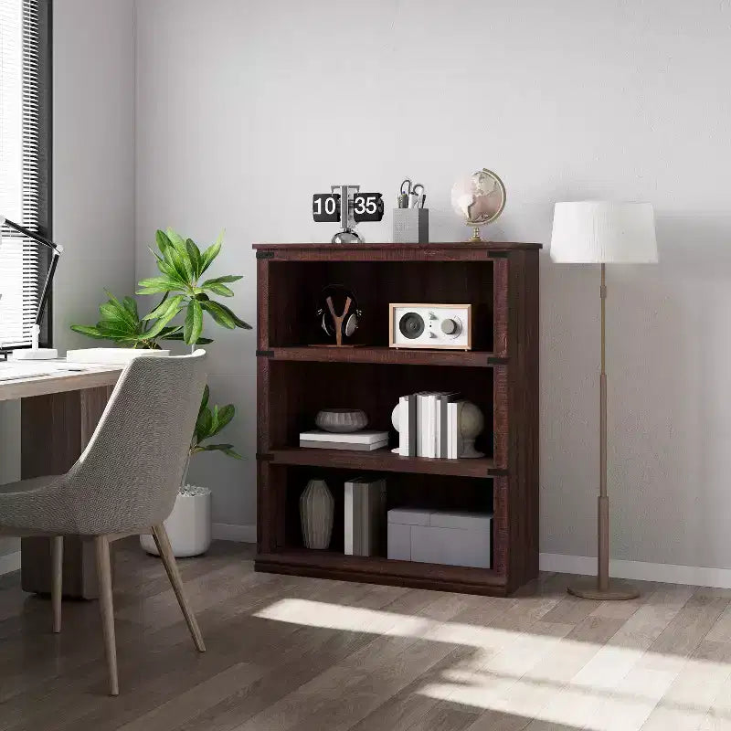 Acekool 5 Tier Farmhouse Bookcase Tall Wooden Open Shelf Bookcase for Living Room Home Office