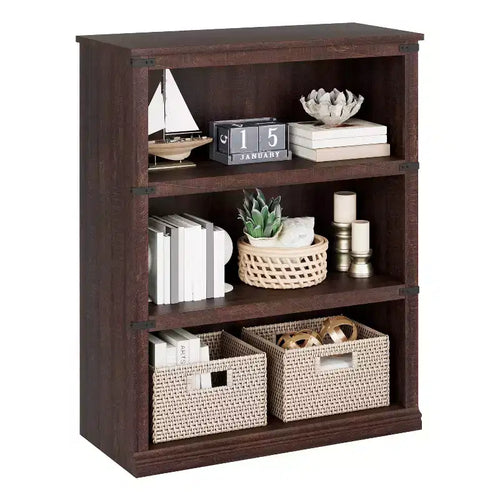 Acekool 5 Tier Farmhouse Bookcase Tall Wooden Open Shelf Bookcase for Living Room Home Office