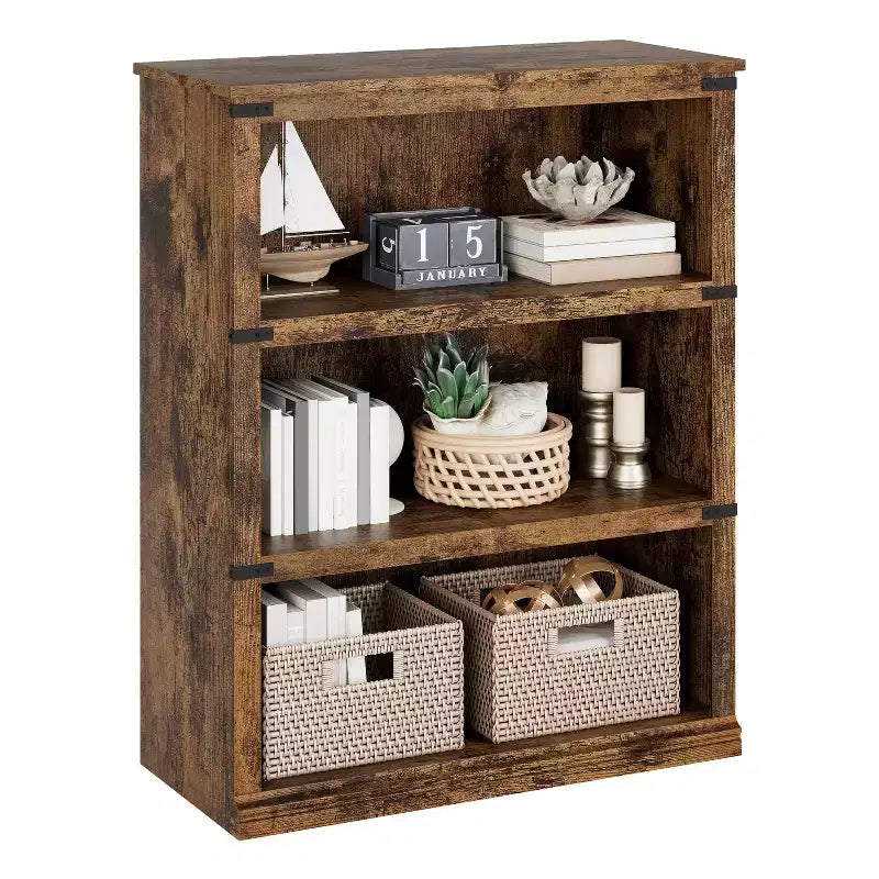 Acekool Bibliothèque à 5 niveaux, étagère ouverte haute en bois, style ferme, pour salon et bureau