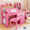 Acekool Kids Study Desk and Chair Set with Hutch Tiltable Desktop and Storage for Bedroom Home School