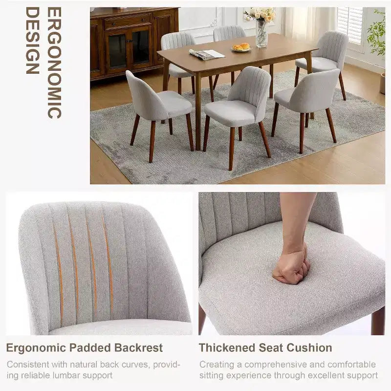 Dining Chairs Set of 4/6/8, Upholstered Chairs with Padded Seat and Wood Legs, Fabric Side Dinner Chair for Kitchen, Dining Room, Restaurant, Cafe