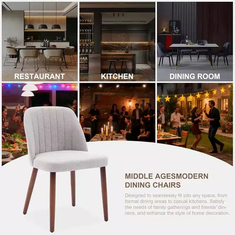 Dining Chairs Set of 4/6/8, Upholstered Chairs with Padded Seat and Wood Legs, Fabric Side Dinner Chair for Kitchen, Dining Room, Restaurant, Cafe