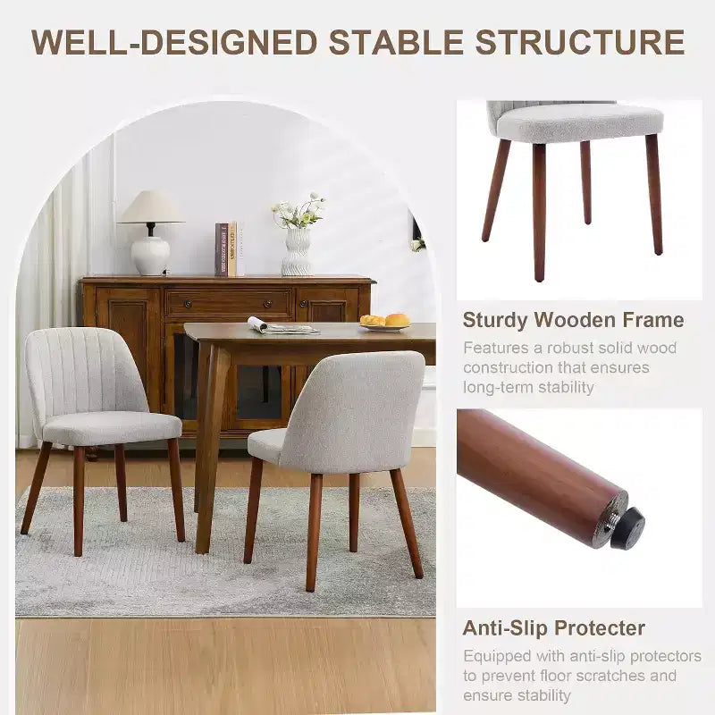 Dining Chairs Set of 4/6/8, Upholstered Chairs with Padded Seat and Wood Legs, Fabric Side Dinner Chair for Kitchen, Dining Room, Restaurant, Cafe