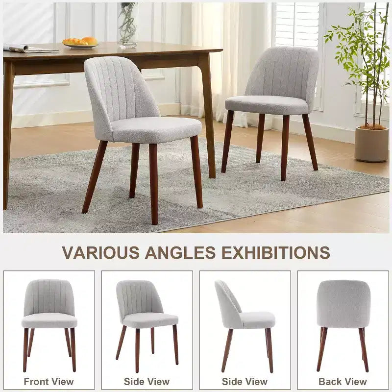 Dining Chairs Set of 4/6/8, Upholstered Chairs with Padded Seat and Wood Legs, Fabric Side Dinner Chair for Kitchen, Dining Room, Restaurant, Cafe