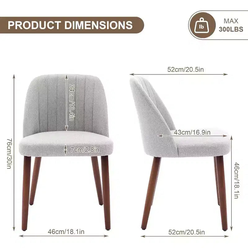 Dining Chairs Set of 4/6/8, Upholstered Chairs with Padded Seat and Wood Legs, Fabric Side Dinner Chair for Kitchen, Dining Room, Restaurant, Cafe